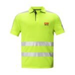 Yellow Hi Vis Short Sleeve Polo Shirt Mesh Fabric 3 Button Placket