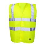 Yellow Hi Vis Safety Vest Polyester Fabric Velcro Fastening