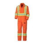 Poly Cotton Orange Hi Vis Traffic Safety Coverall