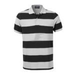 Mens Short Sleeve Two Color Striped Polo Shirt