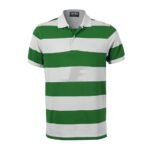 Mens Short Sleeve Two Color Striped Polo Shirt