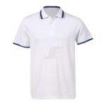 Mens Short Sleeve White Striped Collar Polo Shirt