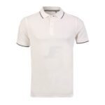 Mens White Short Sleeve Trimmed Polo Shirt