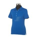 Women Contrast Button Royal Blue Golf Shirt