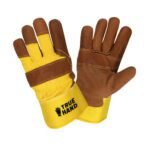 Yellow & Brown Grain Leather Palm Patched Rigger Gloves