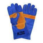 Two Color Palm Patched Leather Welding Gloves Lined