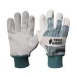 Green Leather Garden Work Gloves With Back Palm Patch