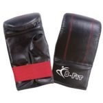 Black Leather Bag Mitts With Red Stitching Design