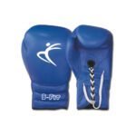 Blue Color Leather Boxing Gloves Cuff with Laces Closure