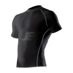 Mens Gym Workout Wear Black Raglan Sleeve Rash Guard