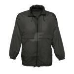 Black 210T Water Resistance Lightweight Hooded Rain Jacket