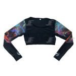 Women CrossFit Printed Long Sleeve Crop Top & Yoga Sports Bra