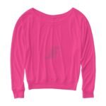 Women Wide Neck Yellow Fluorescent Cotton Fleece Sweatshirt