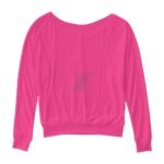 Women Wide Neck Yellow Fluorescent Cotton Fleece Sweatshirt