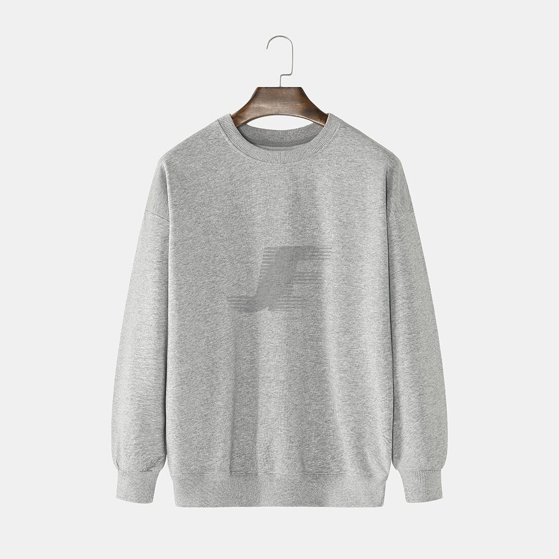 Blank Heather Grey Cotton Fleece Sweatshirt