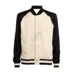 Front Button Two Color Satin Varsity Jacket