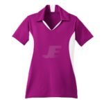 Women Red & White V-Neck Sports Polo Shirt