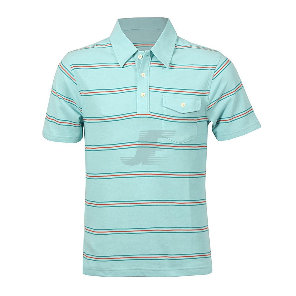Mens Short Sleeve Striped Polo Shirt With Pocket