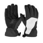 Black & White Winter Waterproof Synthetic Leather Cycling Gloves