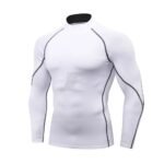 Mens Base Layers Black Long Sleeve Mock Neck Compression Shirt