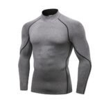 Mens Base Layers Black Long Sleeve Mock Neck Compression Shirt