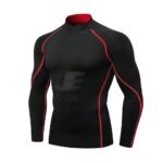 Mens Base Layers Black Long Sleeve Mock Neck Compression Shirt