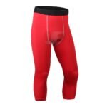 Mens Red Base Layers 3/4 Length Compression Capri Leggings