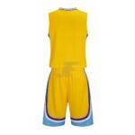 Customized Striped Yellow Birdseye Mesh Basketball Uniform Kit