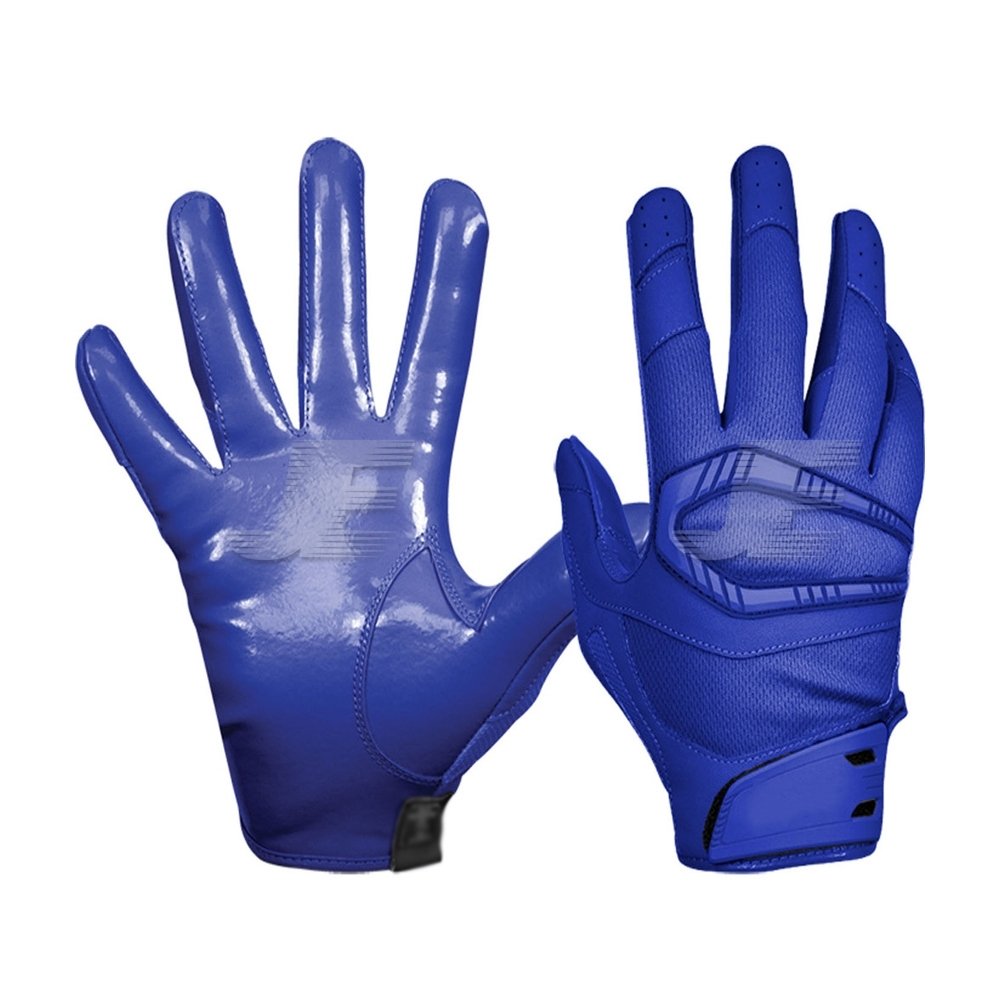 Custom Printed High Grip Blue Football Receiver Gloves