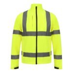 Windproof Yellow Hi Vis Softshell Jacket With Chest Pocket